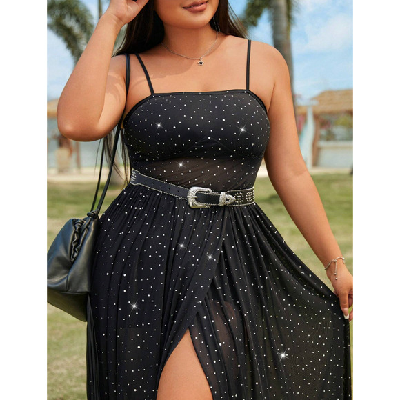 SHEIN EZwear Plus Size Black Sequin Camisole Maxi Dress Women’s 2XL - Picture 2 of 4